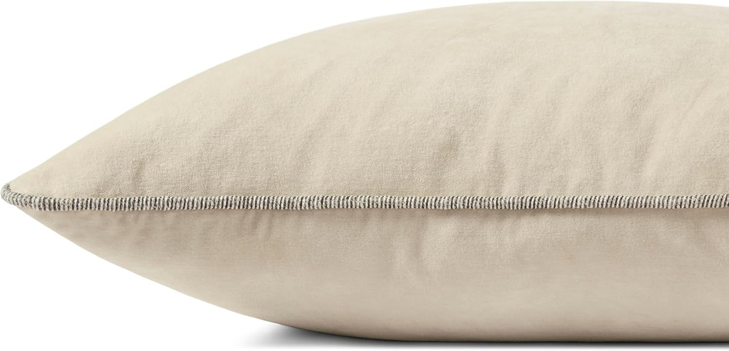 Loloi Liza Pillow Cover 22'' x 22'' with Poly, Ivory