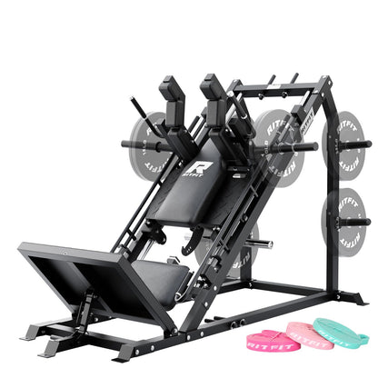 RitFit Gazelle Pro 3 in 1 Leg Press and Hack Squat Machine - High-Tensile Steel Leg Press Machine, 2000lbs Capacity, Adjustable Angles with Weight Storage (Black (with Pull up Band))