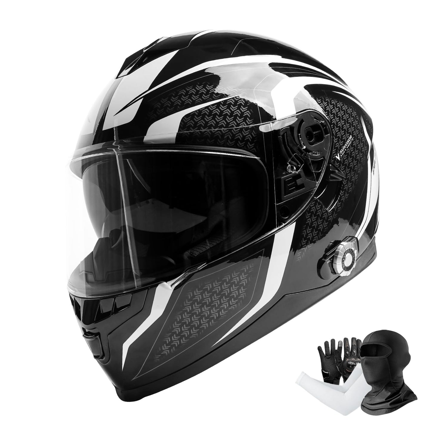 Bluetooth Motorcycle Helmet FreedConn BM12 DOT Full Face Bluetooth Helmets Motorcycle Dual Visor Helmet with Integrated Intercom System/ 2~3 Riders Pair/ 500M/ FM/ MP3/ Voice Dial (Multi-Color, XXL)