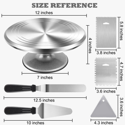 12 Inch Aluminium Rotating Cake Stand Turntable, Cake Decorating Kit Supplies with Icing Piping Tips, Frosting Spatulas, Pastry Bags, Scrapers and Other Cake Decorating Tools (85Pcs)