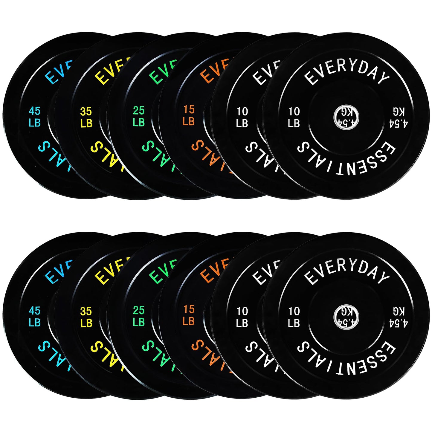 Fitvids Olympic Bumper Plates Set 2' Weight Plates for Strength Training & Weightlifting Set: 280 lbs (4x 10LB+2x 15/25/35/45 LB Pairs)