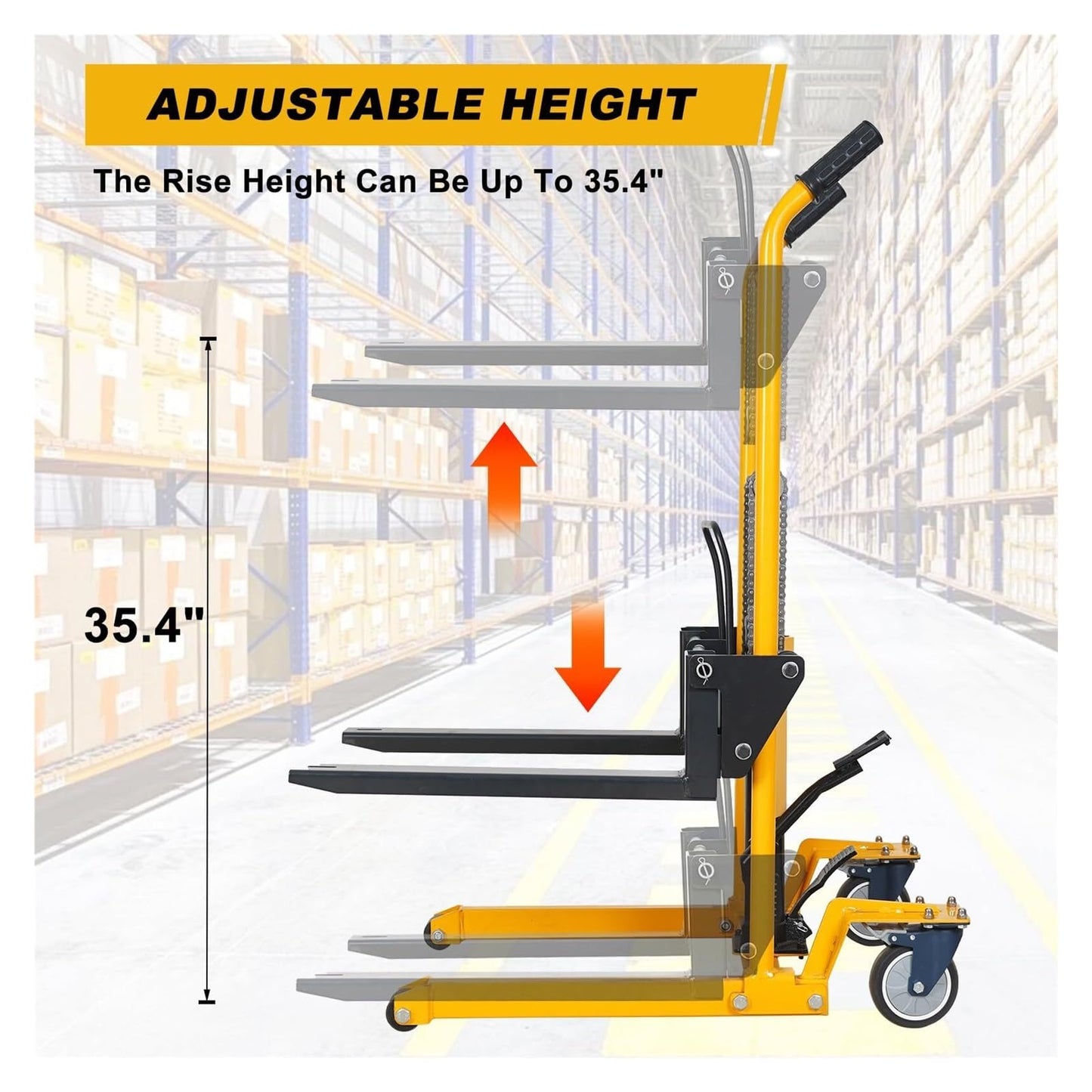Foldable Hydraulic Lift Winch Stacker Manual Forklift Pallet Jack Pallet Truck Ideal for Warehouse Workshop