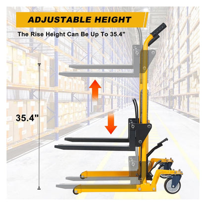 Foldable Hydraulic Lift Winch Stacker Manual Forklift Pallet Jack Pallet Truck Ideal for Warehouse Workshop