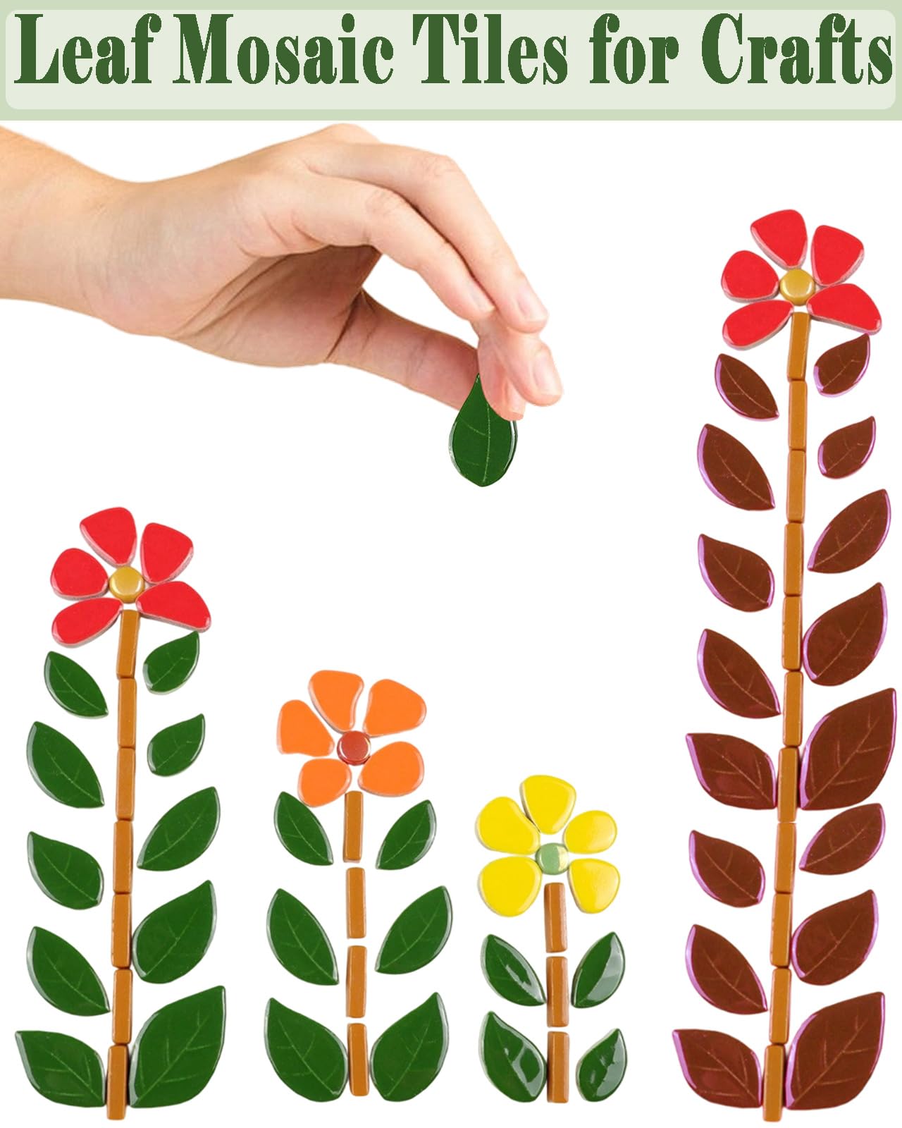 200g Mixed Sizes Leaves Mosaic Tiles for Craft Bulk, Small Ceramic DIY Stepping Stone Kit, Glazed Porcelain Tiles for Coasters Lamp Bathroom Decorations (Red)