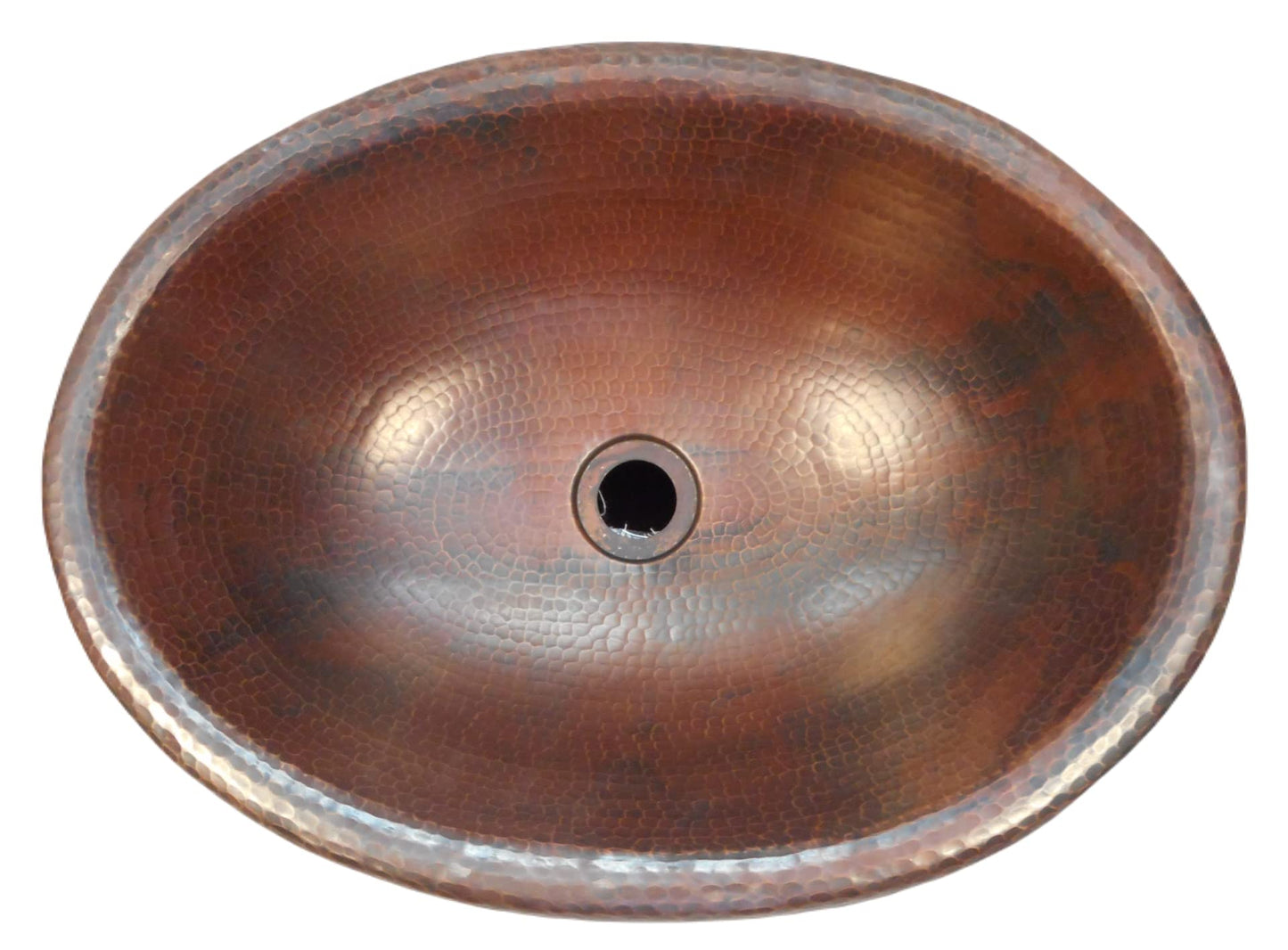 Simply Copper 19" Rustic Oval Copper Drop In Bathroom Sink in Rio Grande Patina