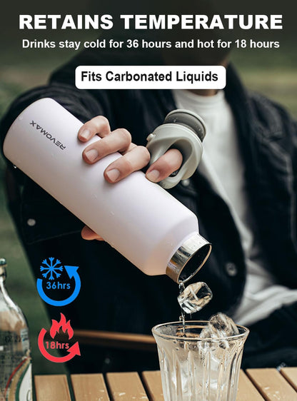 20oz 36H Cold/18H RevoMax Insulated Water Bottle, One-Hand Open Design, Vacuum Stainless Steel Water Bottles, Keep Hot