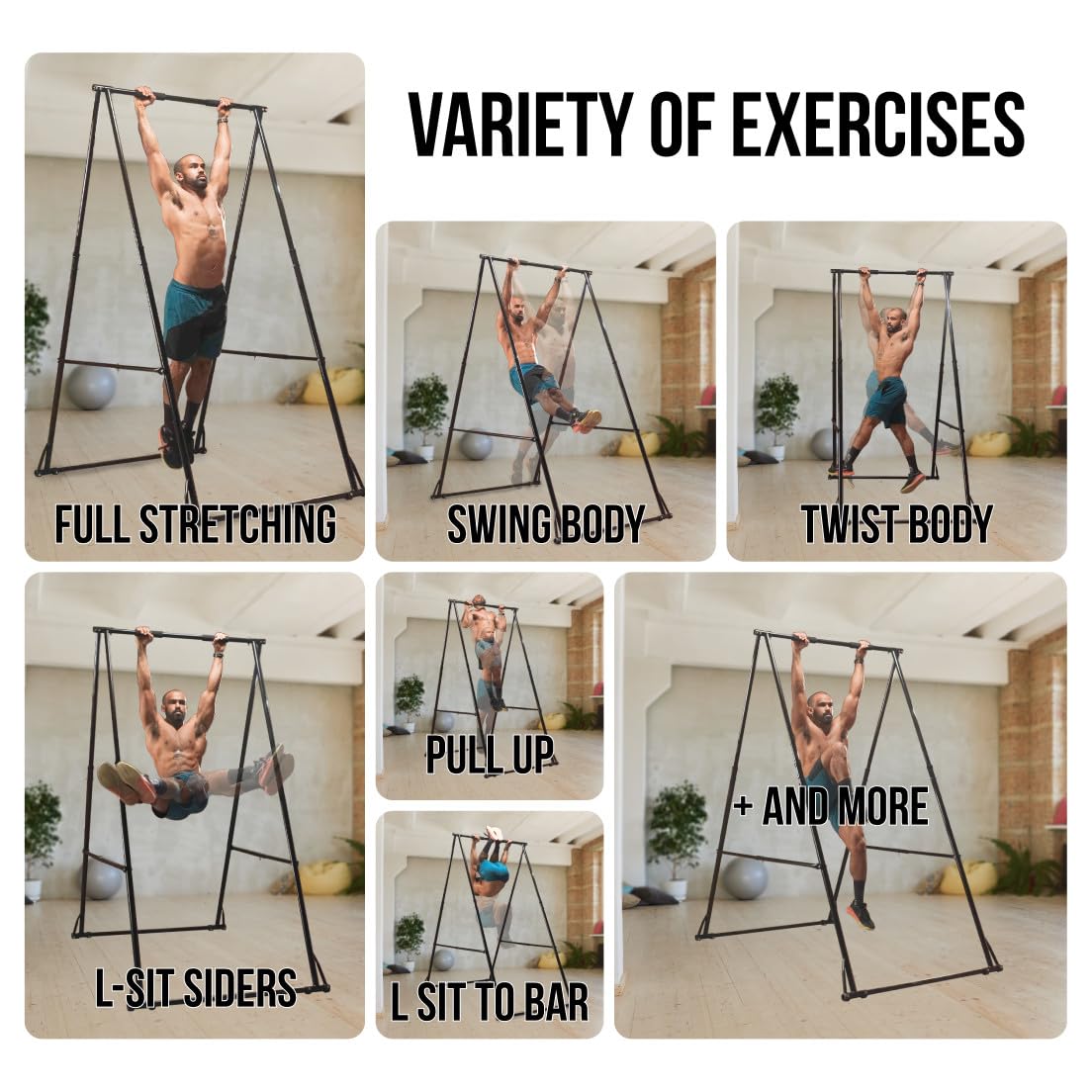 KHANH TRINH Foldable Pull Up Bar Stable Gymnastics Equipment Portable Aerial Yoga Stand Durable Frame For Hammock Chair, Therapy Sensory Swing. Adjustable Back Stretcher For Lower Back Pain Relief