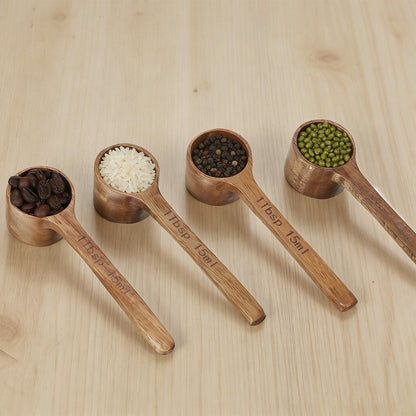 4 Pack Coffee Acacia Wooden Scoop Wooden Measuring Scoops for Canisters Jars 15ml 1 Tablespoon Small Coffee Scoop Acacia Woodens Measuring Spoons Home Kitchen Accessories for Beans Sugar Tea Bath Salt