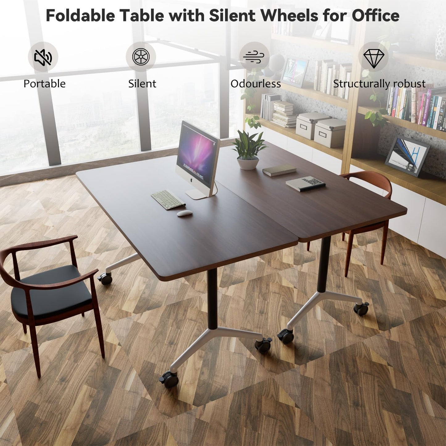 Folding Conference Room Tables, Seminar Conference Table Modern Flip Top Training Meeting Tables, Conference Room Table with Wheels for Home Office Classr,10 Pack 63inch