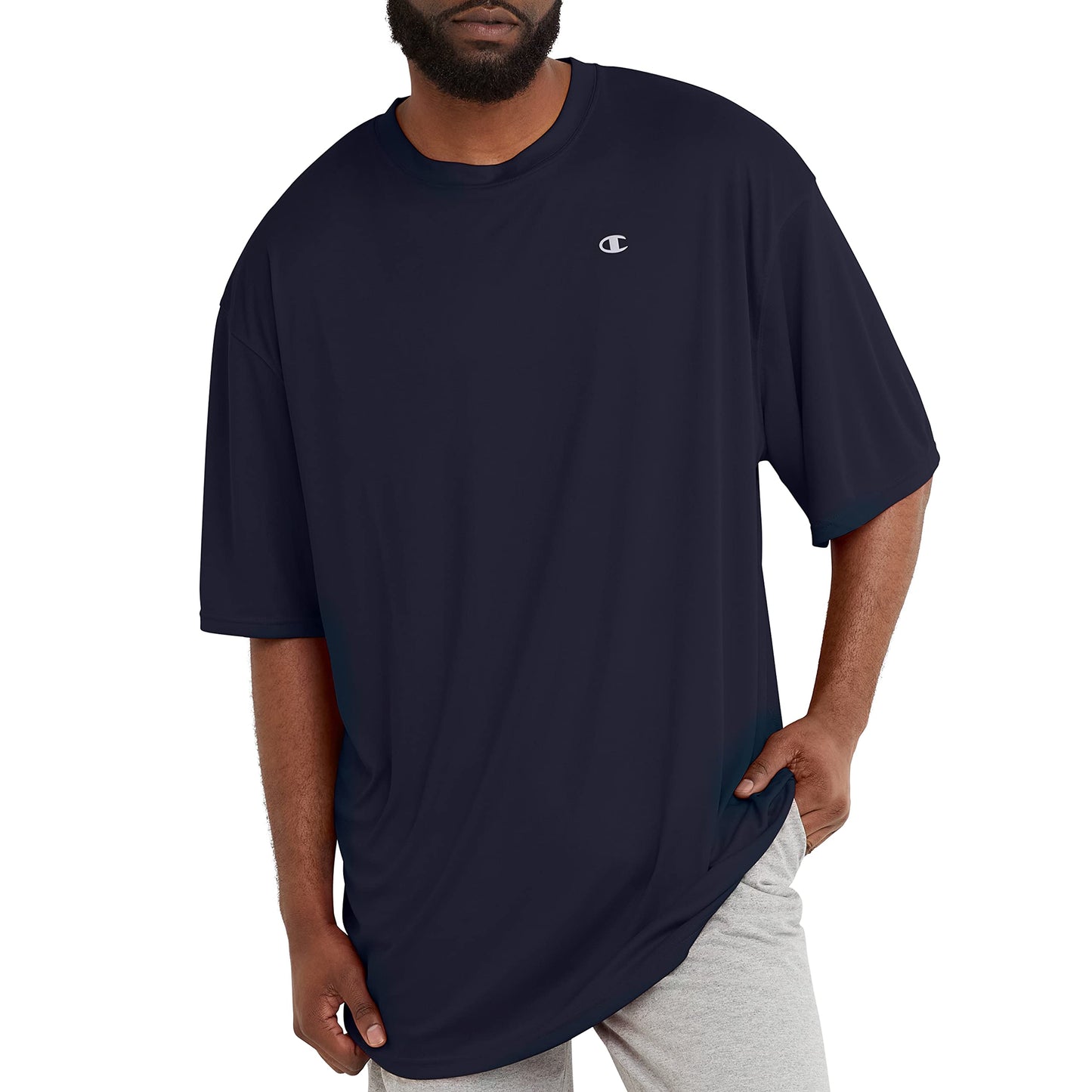 Champion Men's Athletic Short Sleeve T-Shirt, Standard Fit, Moisture Wicking, Anti Odor, Available in Regular Tall, Navy, XX-Large Big