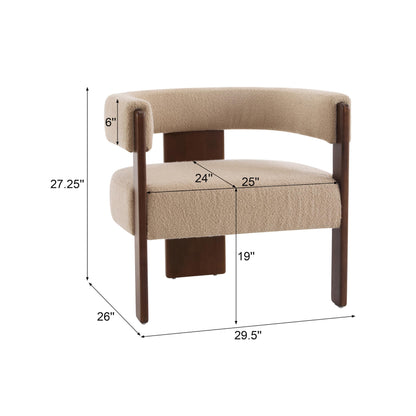 Christopher Knight Home Nettie Modern Accent Chair for Living Room, Boucle Fabric Single Lounge Sofa Chair with Wooden Frame, Comfy Reading Chair for Bedroom, Lounge Armchair with Cushion, Dark Beige