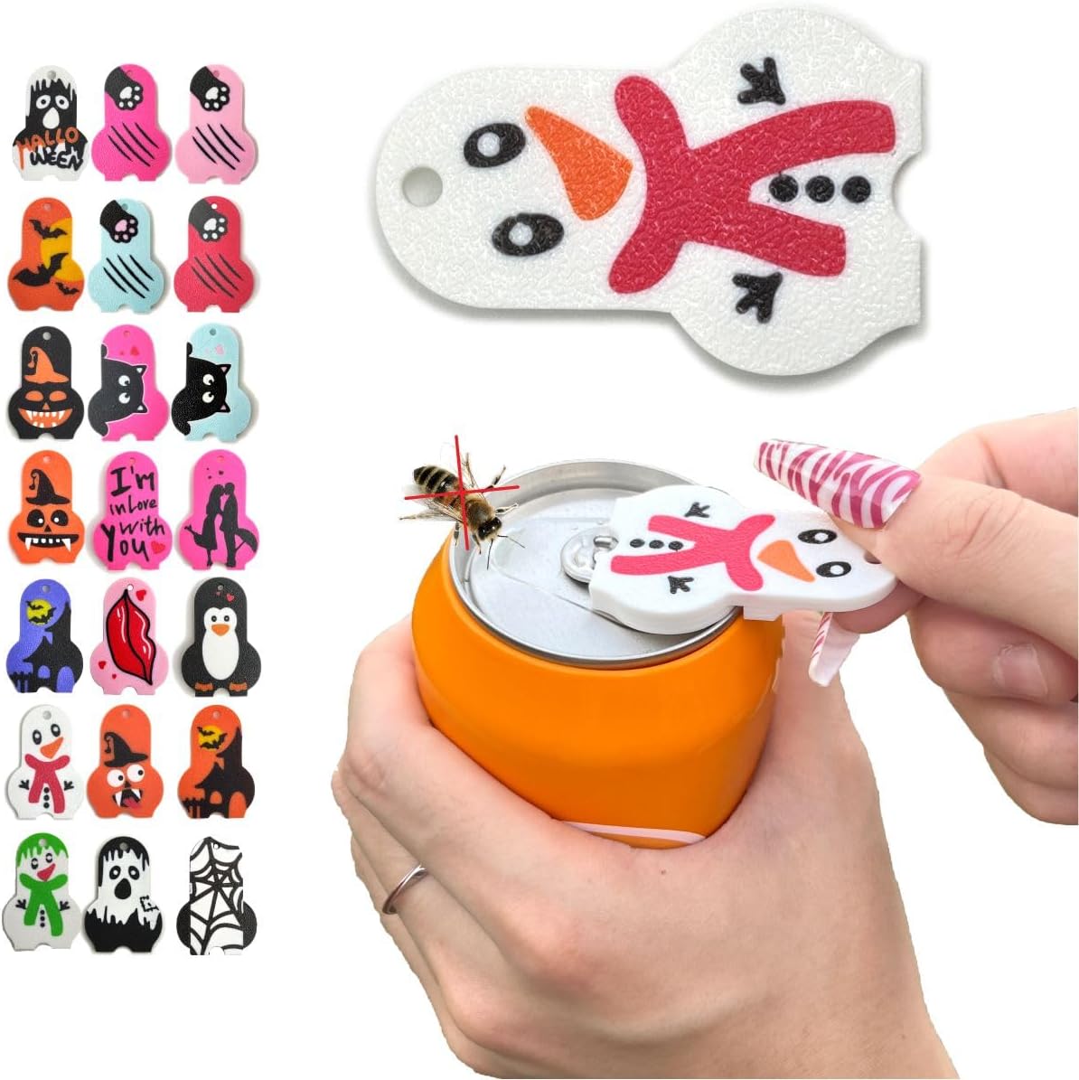 1Pc Soda Can Opener and Cover,Easy Soda Tab Opener with Stylish Drink Protectors for Long Nails,Reusable Beverage