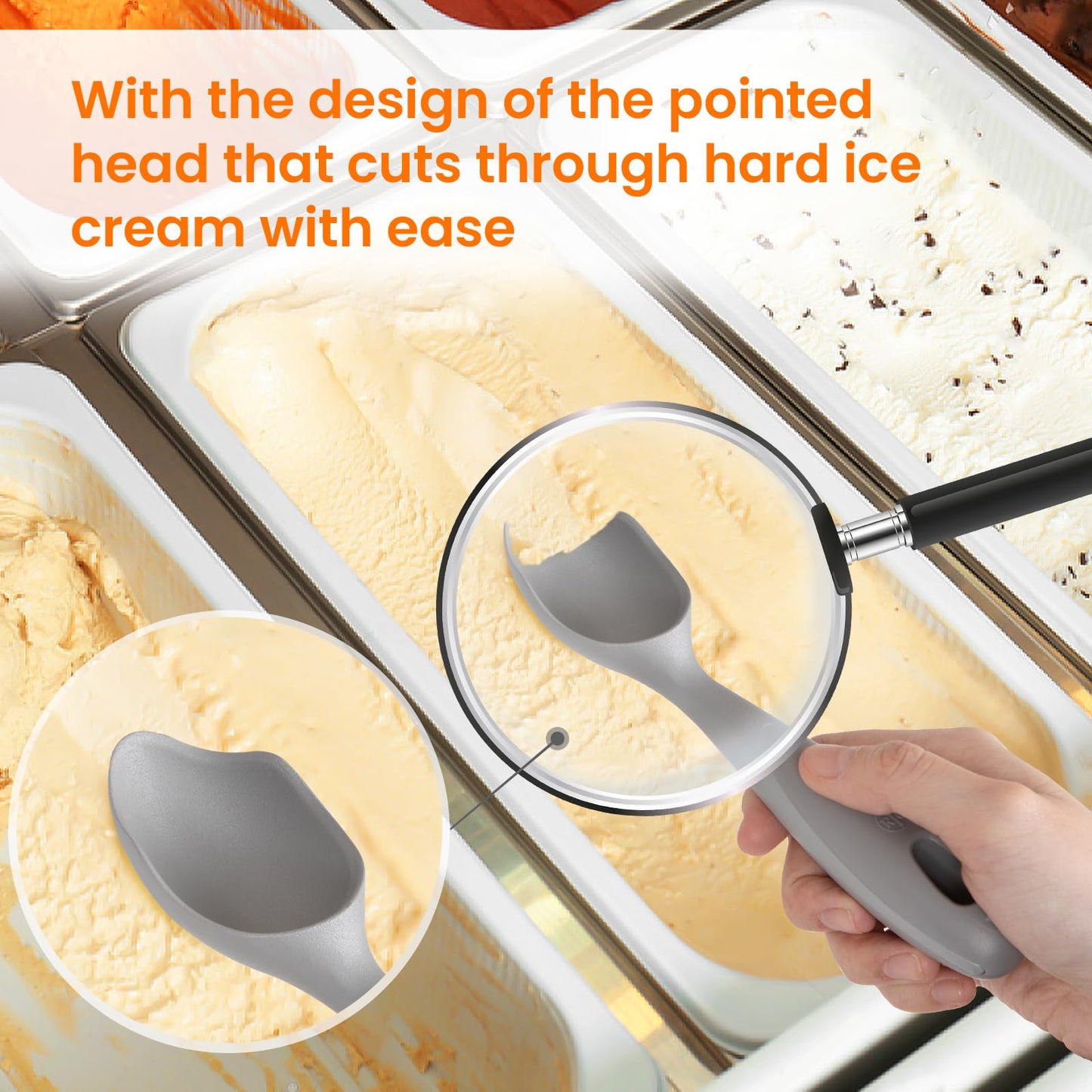 Professional Ice Cream Scoop #2731, Ice Cream Scooper Made of Aluminum with Nonstick Design Easy Release Gelato, Sorbet, Melon, Frozen Yogurt - Dishwasher Safe, Size - 7.5"L x 2"W