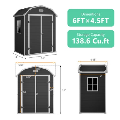 Shed, 6x4.5 ft Resin Storage Shed for Backyard, Durable All-Weather Storage and Sheds & Outdoor Storage, Large Outdoor Storage Box Style Outdoor Shed, Garden Resin Building, Black
