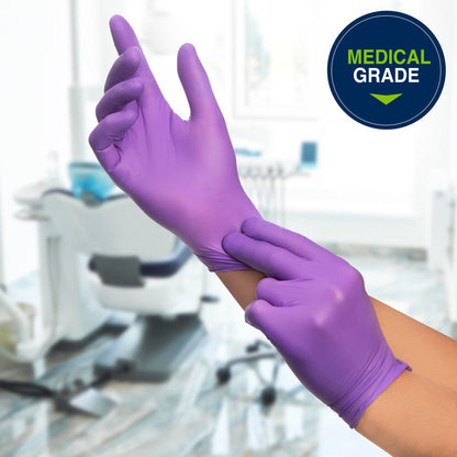 HALYARD PURPLE NITRILE Gloves Powder Free Disposable Medical Exam Gloves Dental Chemo Protection 5.9 mil 9.5 In XS Purple 55080 (Case of 1000)