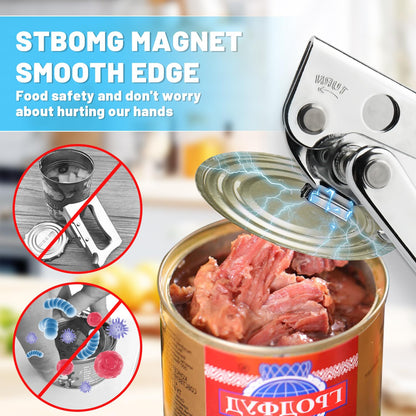 AGIgear Commercial Can Opener,Stainless Steel Heavy Duty Hand Crank Manual Can Openers with Comfortable Extra-long Handles,Ergonomic Design,Black