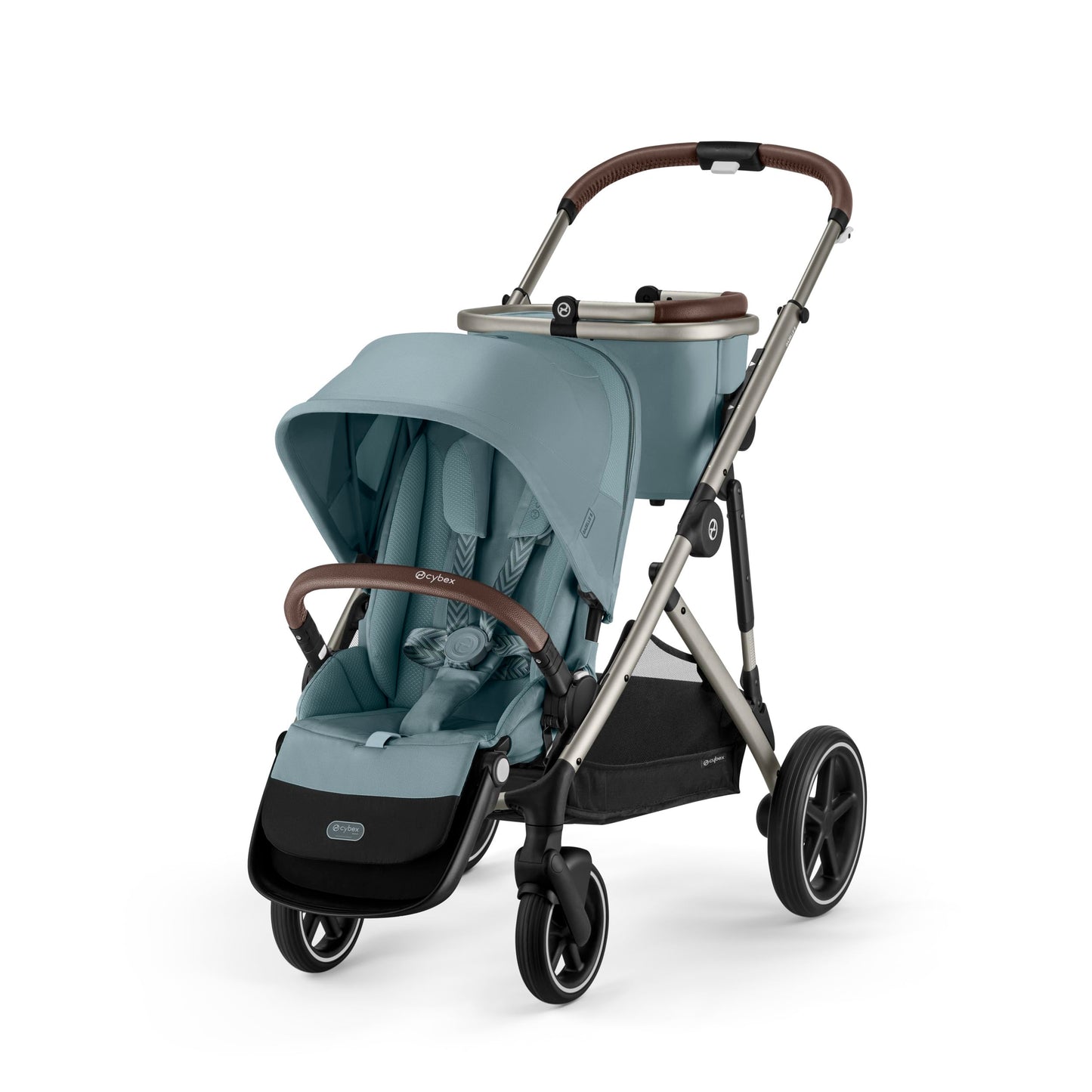 Cybex Gazelle S Stroller Modular Double for Infant and Toddler Includes Detachable Shopping Basket Over 20+ Configurations Folds Flat Easy Storage, Sky Blue, 1.0 Count, 5.0 liters, 28.4 pounds