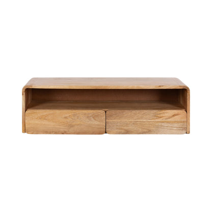 Kate and Laurel Kato Modern Floating Console Table for Entryway, 30 x 10 x 9, Natural Wood, Decorative Transitional Floating Entryway Table with Storage Drawers for Living Room Storage Wall Shelf