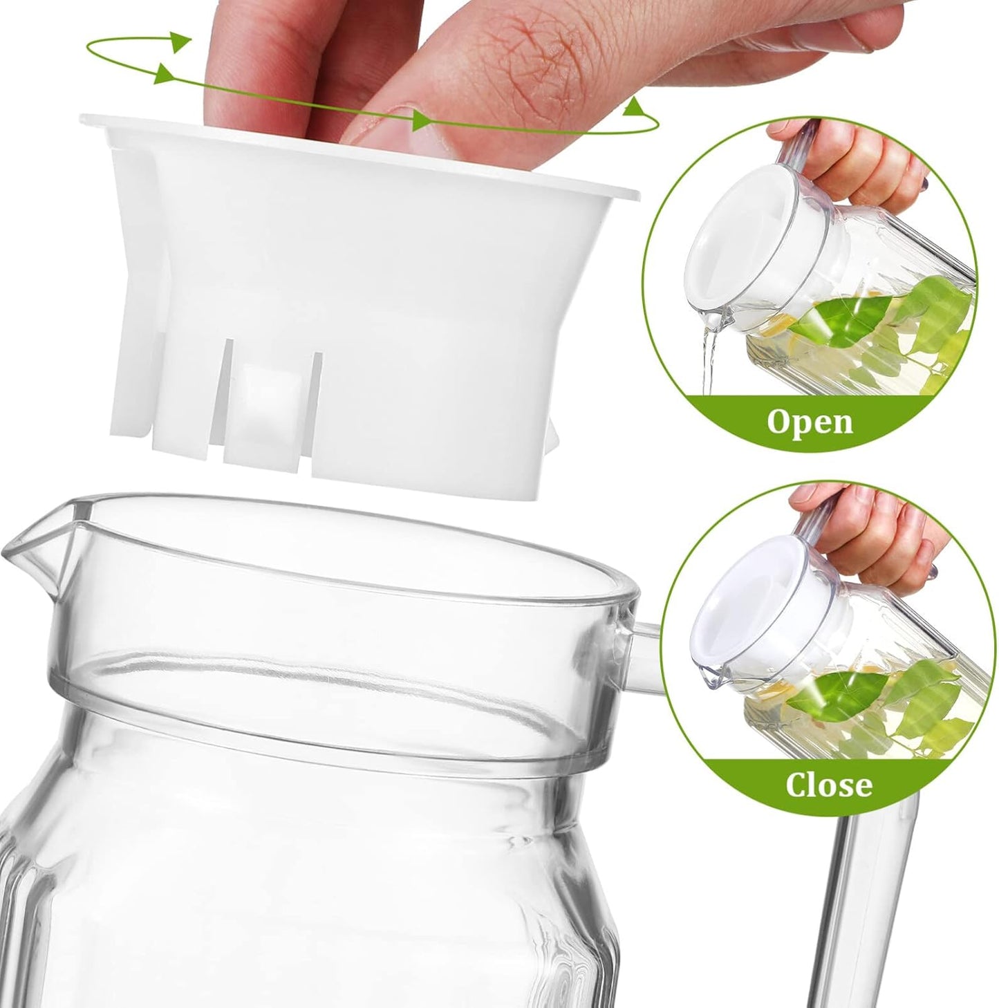 SEWACC 2 Pcs Pot Cold Water Bottle, 21oz/600mL Glass Pitcher with Lid, Covered Pitchers for Iced Tea, Fridge Jug Water