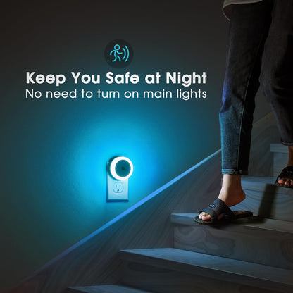 Briignite LED Baby Night Lights Plug into Wall [4Pack], Nightlight with Light Sensors for Kids Room, Bathroom Stair Lights, Hallway Light, Warm White