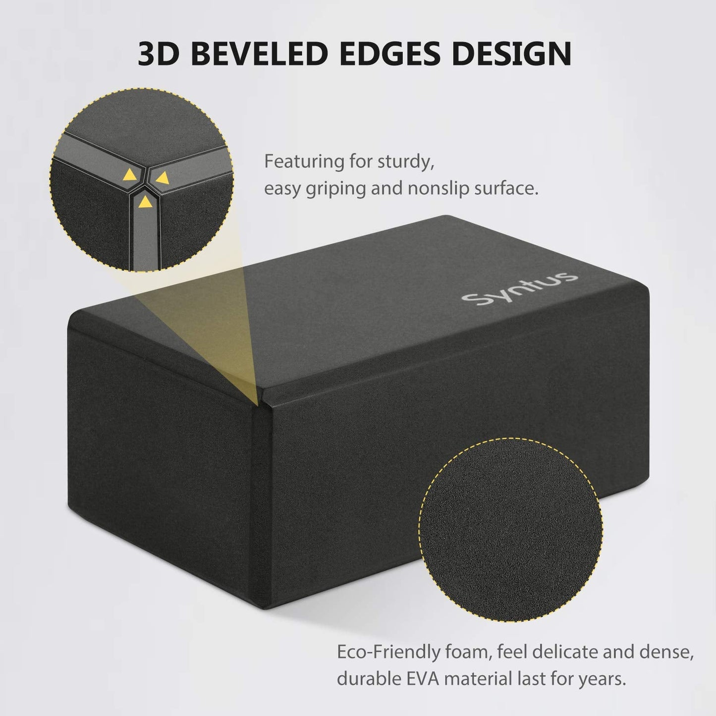 Syntus Yoga Block and Yoga Strap Set, 2 Soft Non-Slip Yoga Blocks 9×6×4 inches, 8FT Metal D-Ring Strap for Yoga, General Fitness, Pilates, Stretching and Toning