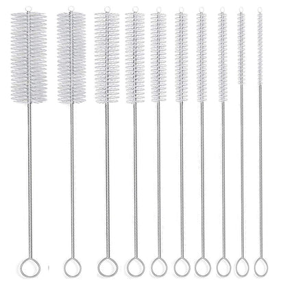 Long Straw Brush, Nylon Pipe Tube Cleaner 8-ihch 10 Different Diameters Set of 10