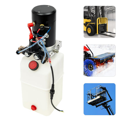 6 Quart 12V DC Hydraulic Pump, Single Acting Power Unit Hydraulic Pump for Dump Trailer Truck Car Trailer Lifting