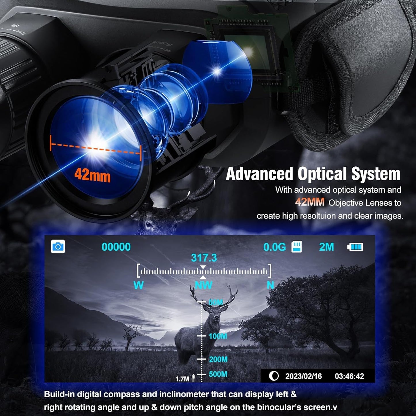 Nightiger 4K Night Vision Binoculars for Adults, Day & Night Vision Infrared Goggles, 7000mAh Rechargeable, 2624ft Long Range, 5X 42MM Zoom for Hunting Camping Hiking