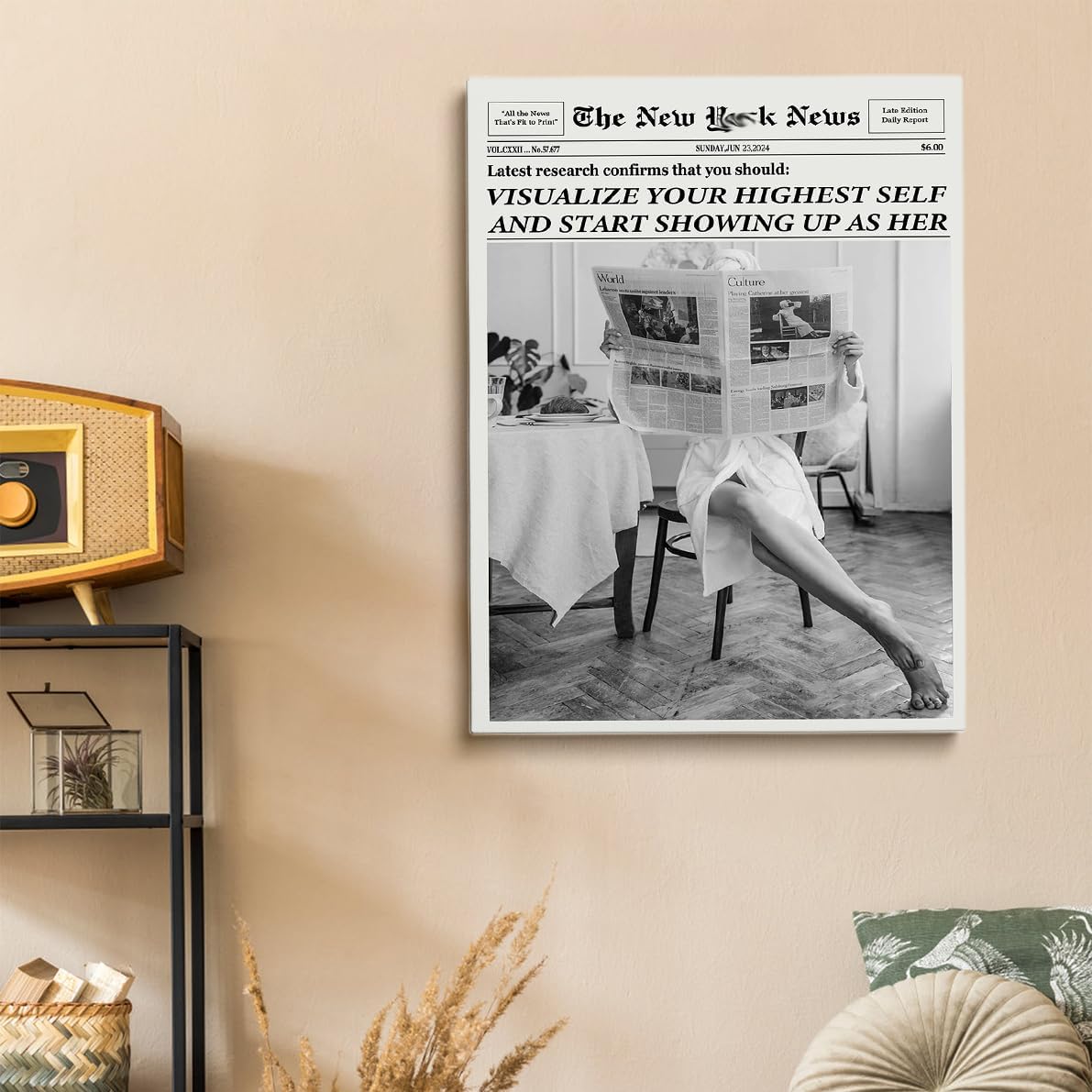 Generic 20x30in Trendy Highest Self Newspapers Prints - Retro Bar Cart Feminist Wall Art - Magazine Cover Aesthetic