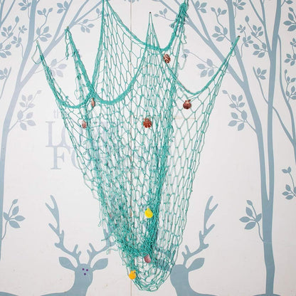 Rosoz Nature Fish Net Wall Decoration with Shells, Ocean Themed Hangings for Pirate Party, Wedding, Photographing (Aqua)