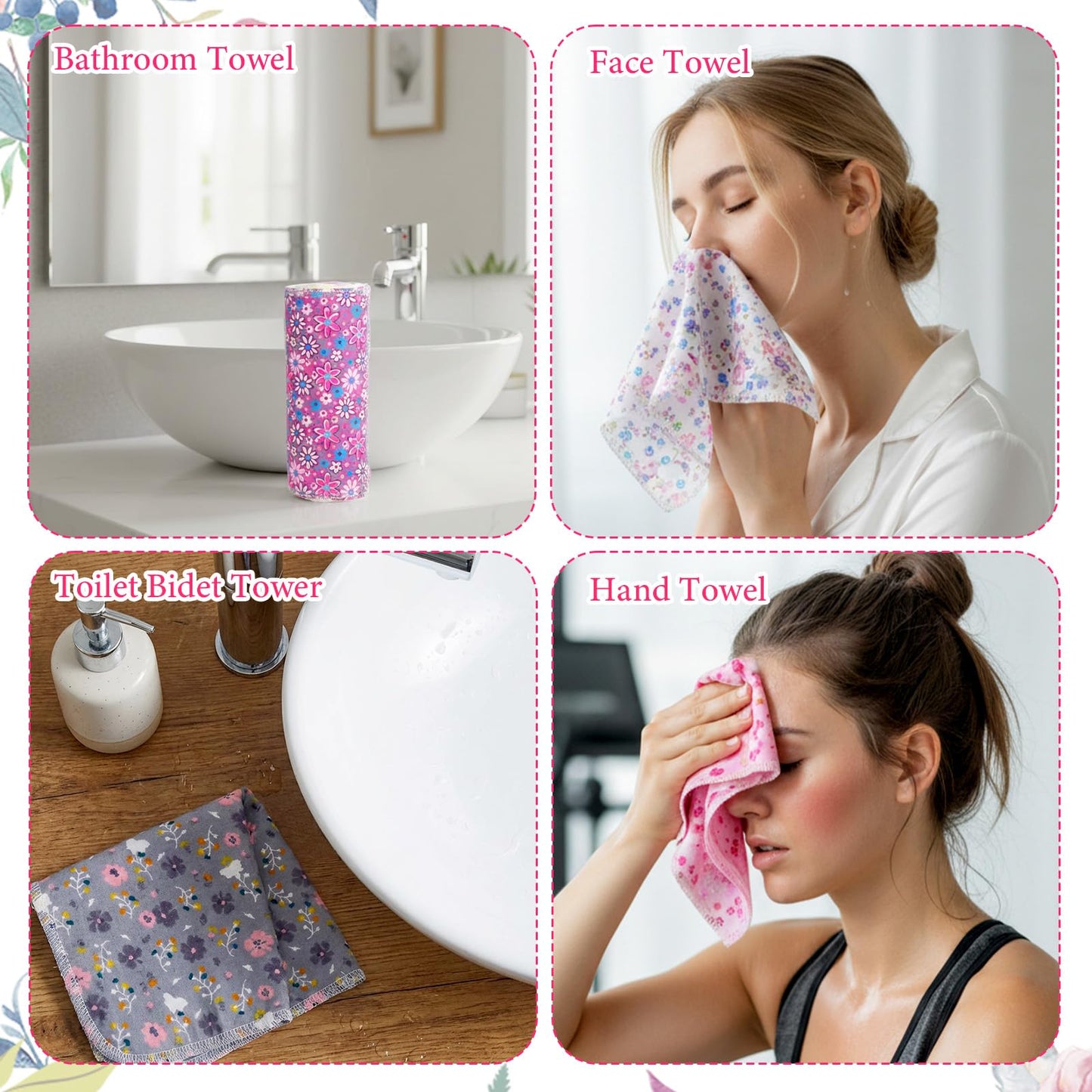 36pcs Reusable Paper Towels Rolls Kitchen Towels Bulk Washable Paperless Cloth Cotton Hand Napkins Reusable Napkins Flowers Cleaning Cloths Cotton Cloth for Kitchen Bathroom Christmas