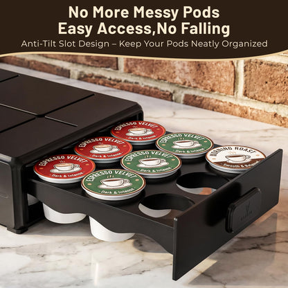 EVERIE Coffee Pod Organizer Drawer for Keurig K-Cup Pods, Holds 18 Pods - Compact, Easy-Access Design with Smooth Glide, Ideal for Small Spaces and Coffee Machines