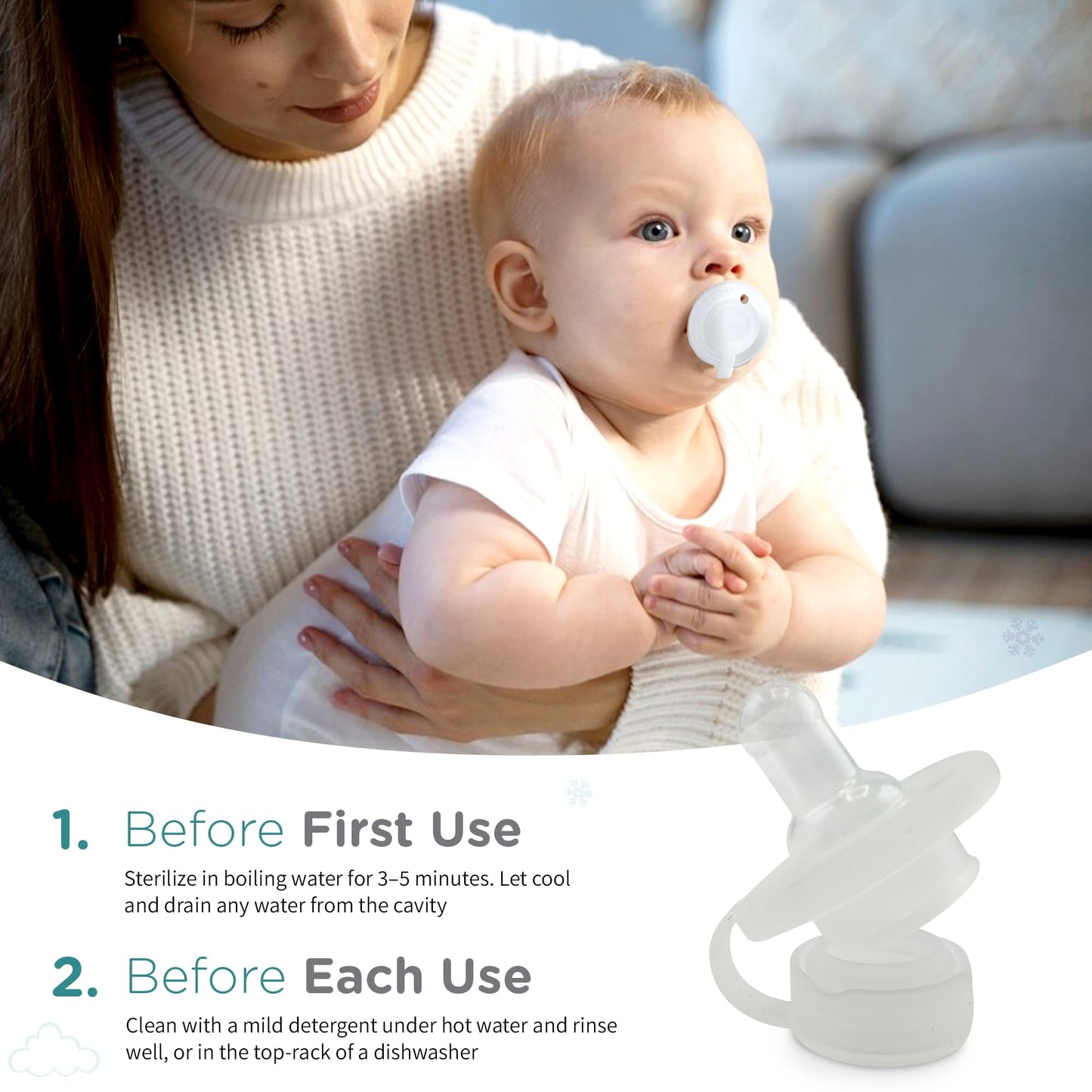 Nippii Freezable Pacifier for Baby Teething Relief - Safe Infant Teether with Cooling Effect - Easy to Clean, Medical Grade Soft Silicone - BPA Free - for Babies 0-9 Months - Made in USA