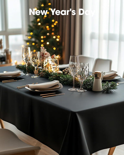 Pureegg Disposable Plastic Tablecloths - 20 Pack, 54 x 108 Inch, Sturdy & Leakproof, Black | Graduation Party Decor