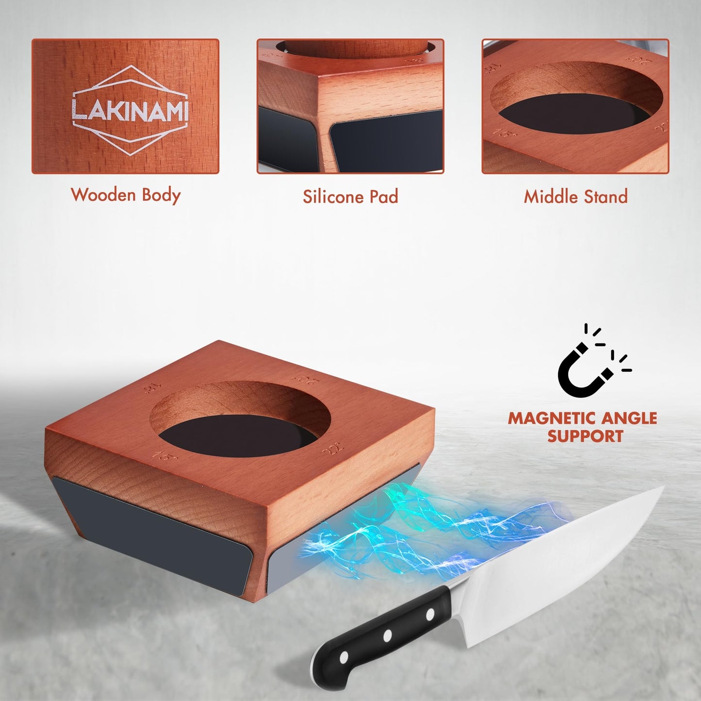 Knife Sharpener, Rolling Knife Sharpener Kit With Magnetic Holder, Kitchen Knife Sharpeners With Diamond Disks, Knife Sharpening Kit With 15, 18, 20 & 22 Degrees, Knife Sharpeners for Kitchen Knives