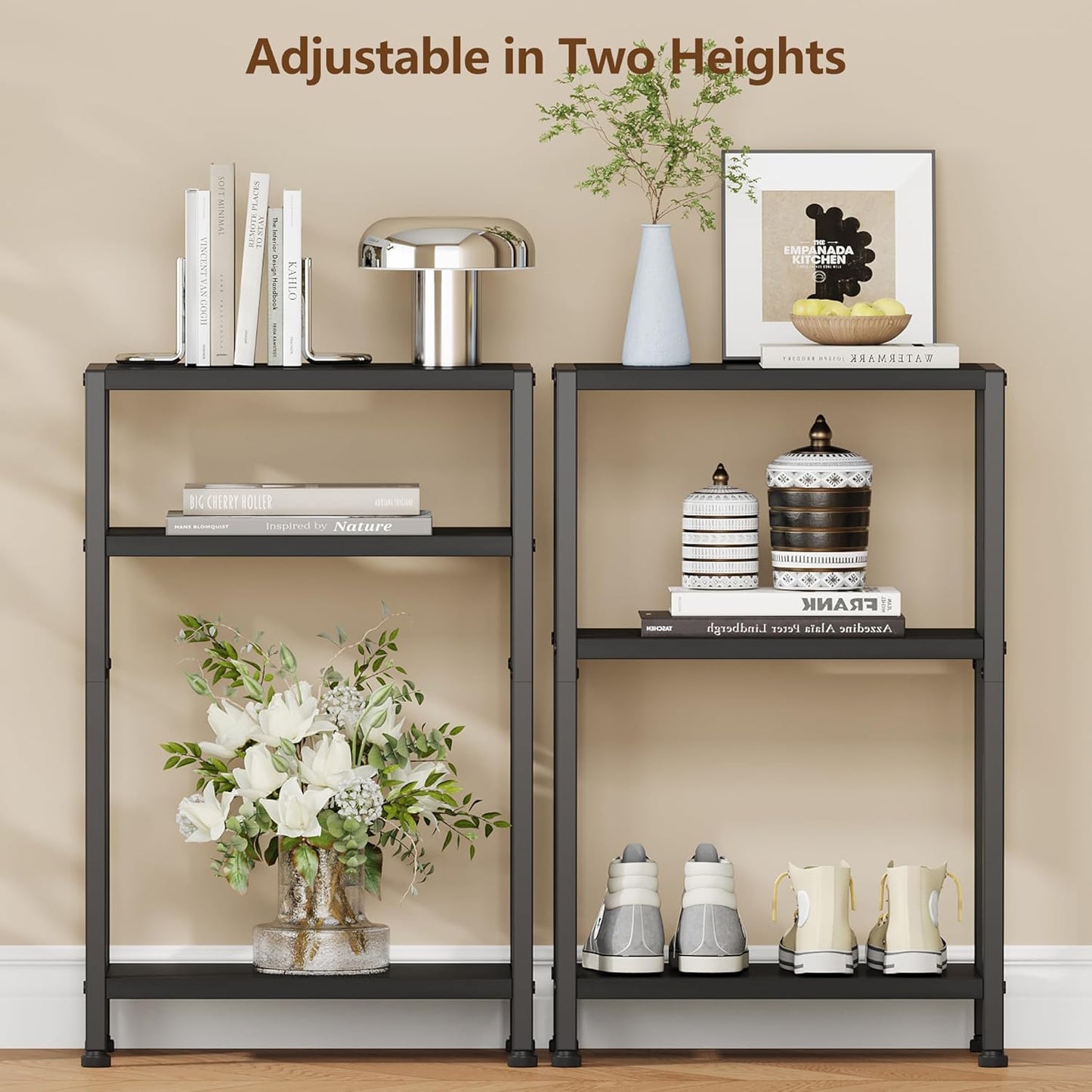 26.4" HET006BK1 Heybly Small Narrow Side Table for Small Space, Thin Bedside Table, Skinny End Table, Slim Sofa Table