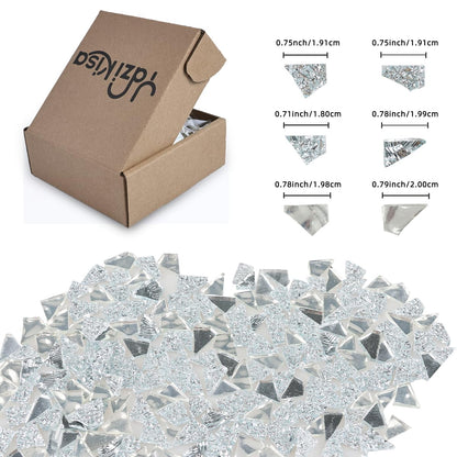 Yazikisa 1.1 lb Irregular Glass Mosaic Tiles for Crafts Bulk Silver Mirror Broken Tile Pieces Adults Kids Handmade DIY Art Making Supplies Scraps Flowerpots Vases Decoration