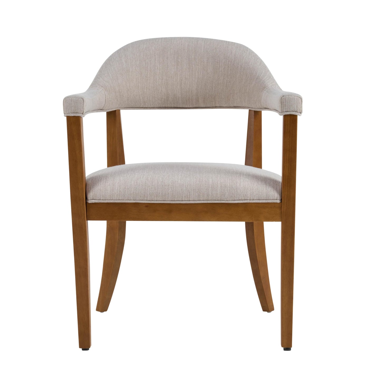 Christopher Knight Home Moren Upholstered Dining Chairs Set of 2, Sturdy Rubberwood Dining Chair with Armrest, Kitchen Chairs with Comfy Curved Backrest, Extra Seat for Dining Room, Beige + Walnut