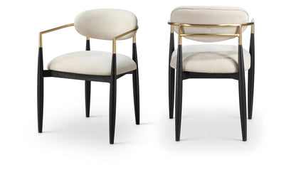 Meridian Furniture 11022Beige-AC Riccio Collection Modern | Contemporary Dining Arm Chair with Beige Performance Polyester, Ash Wood, Iron, 21.5" W x 21.5" D x 29.5" H, Beige, Set of 2