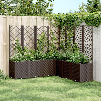 FUDUGEHMIOFWFJJ Large Modular Garden Planter with Trellis for Climbing Plants, 63x63x55 Inch UV Resistant Brown Polypropylene Outdoor Raised Bed for Patio, Balcony, Terrace