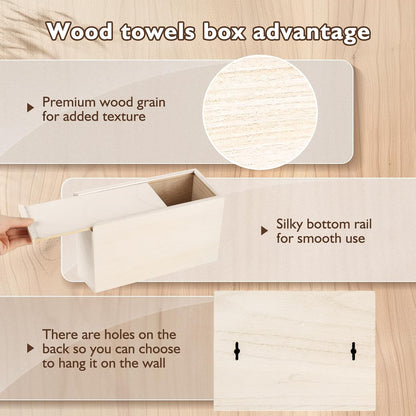 Noafocks Tissue Box Cover Holder Compatible with Kleenex Disposable Paper Hand TowelsWood Hand Towels Cover Paper Towel