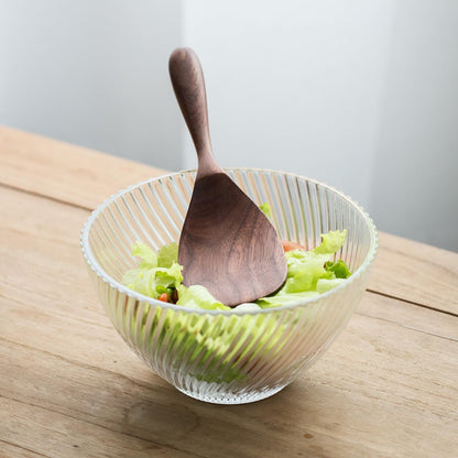 MIGAKU HOME Black Walnut Wooden Cooking Spoons Set - 1 Flat + 1 Angled Rice Scooper, Durable & Eco-Friendly for Cooking & Serving - Perfect for Kitchen Enthusiasts and Gourmet Lovers