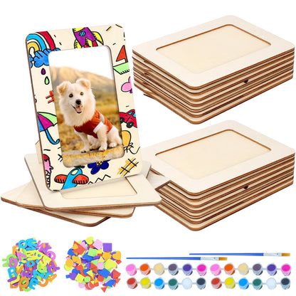 VOKOY 18 Pack Wooden Picture Frames for Crafts, DIY Wood Picture Painting Frames Kit for 4" x 6" Photos,Unfinished Standing Photo Frame DIY Wooden Craft for Art Projects Birthday Gifts
