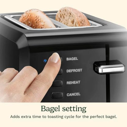Cuisinart CPT-122BK 2-Slice Compact Plastic Toaster, Slots for Bagels & Bread, 7 Shade Settings, Cancel/Defrost/Reheat Functions, Removable Crumb Tray, Small Kitchen Appliance for Home & Office, Black