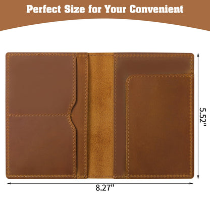 Jack&Chris Leather Passport Holder, Handmade Passport cover, Travel Wallet Cover Case for Men and Women, Leather Travel Documents Organizer Protector, JC107