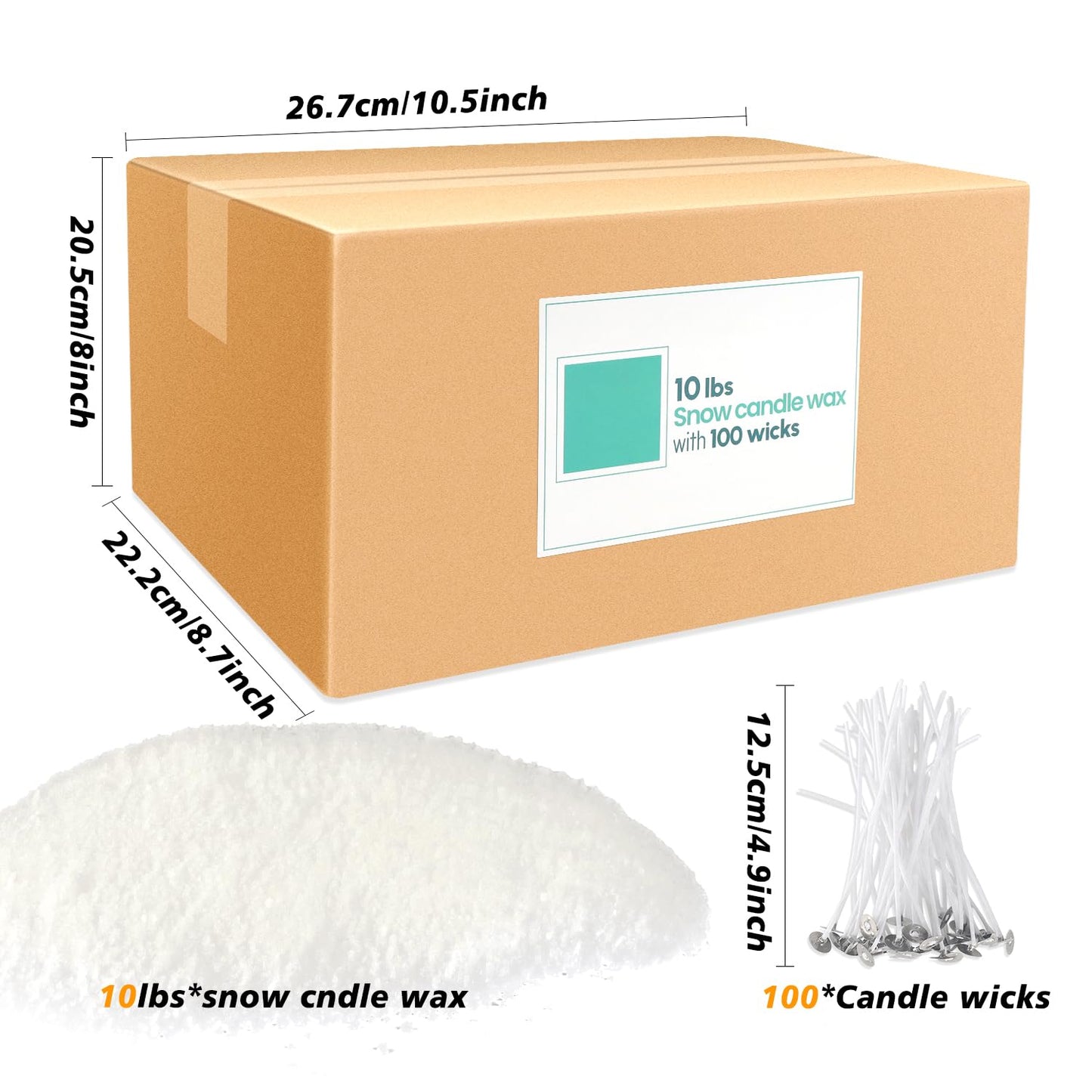 10 lb Pearl Wax Sand DIY Set with 100 Wicks, Reusable, Continuous Burning, Unscented Candle Powder, Designed for Handmade Candles, Wedding Celebrations and Party Decorations