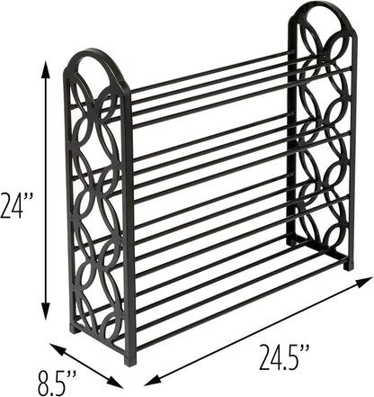 4 SHO-09597 Honey Can Do Tier Butterfly Shoe Rack Black