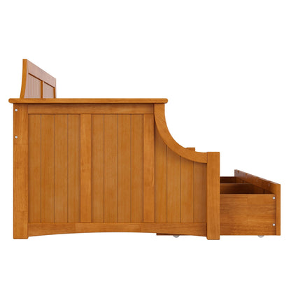 AFI, Cambridge Twin Size Wood Daybed Frame with 2 Storage Drawers, Light Toffee