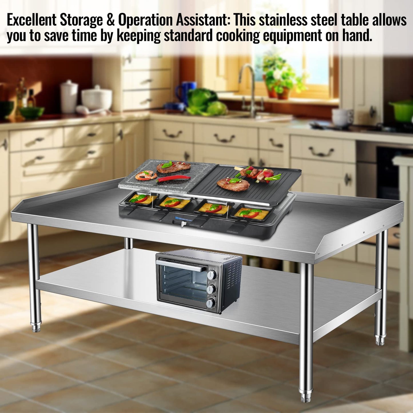 Prep Table Stainless Steel Worktable 30 x 60 x 24 Inches Equipment Grill Stand Table with Adjustable Storage Undershelf Commercial Workstation for Kitchen Restaurant