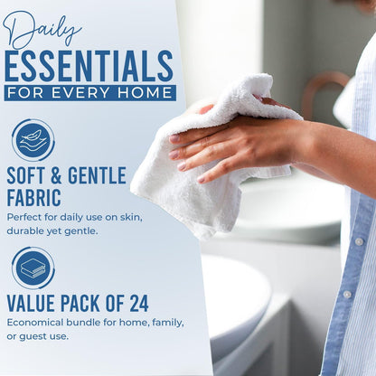 24 Pack [12x12] 100% DAN RIVER Wash Cloths for Showering - Cotton Washcloths Premium Quality Flannel Face Cloths